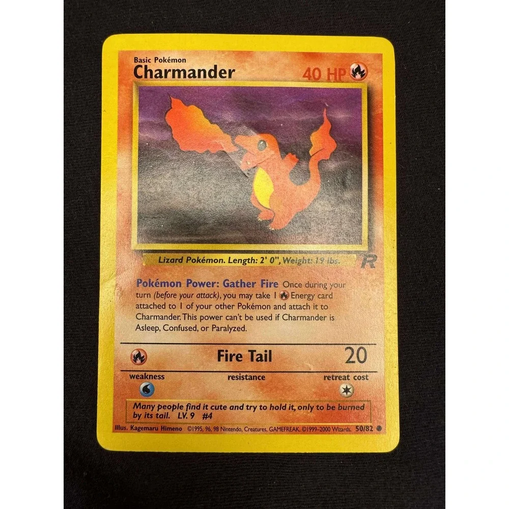 Pokemon Rocket Charmander Card 40 HP Fire Tail LV 9 50/82 2000
